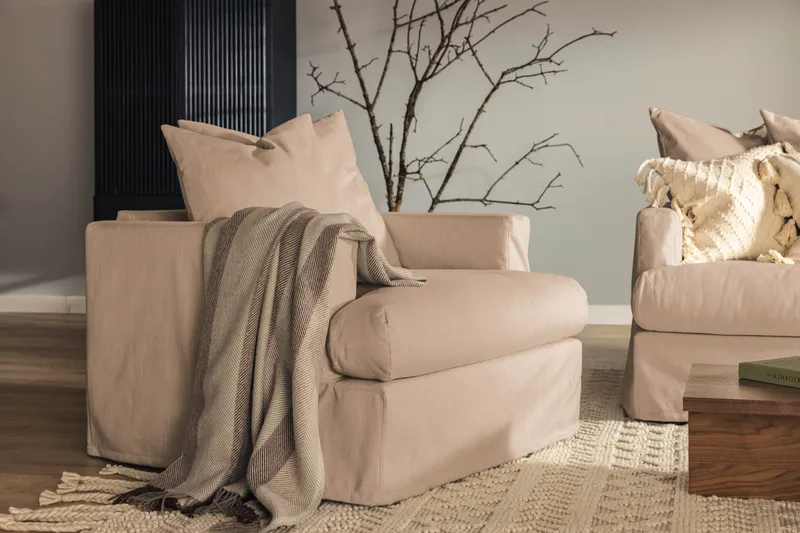 Menard Fåtölj Tvättbar & avtagbar klädsel - Beige - Möbler - Fåtölj & stolar - Fåtölj