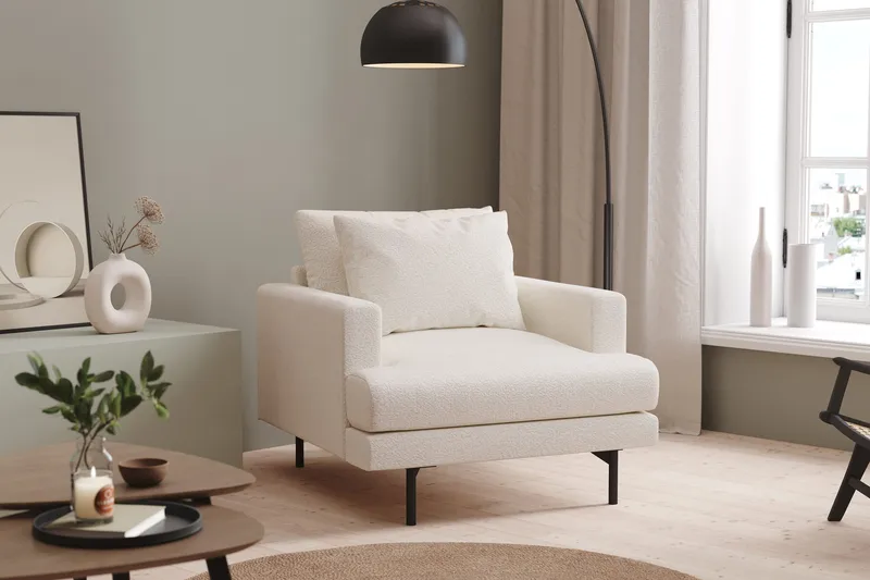 Menard Fåtölj - Vit Bouclé - Möbler - Fåtölj & stolar - Fåtölj