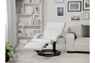 Might Oval Reclinerfåtölj i Konstläder med Metallunderrede - Vit - Möbler - Fåtölj & stolar - Fåtölj