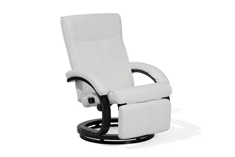 Might Oval Reclinerfåtölj i Konstläder med Metallunderrede, Vit
