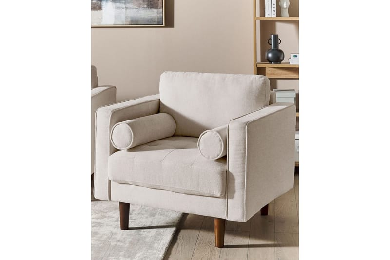 Fåtölj Nurmo - Beige, mörkt trä - Möbler - Fåtölj & stolar - Fåtölj