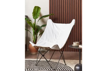 Fåtölj Nybro - Vit, Svart/Sammet - Möbler - Fåtölj & stolar - Fåtölj