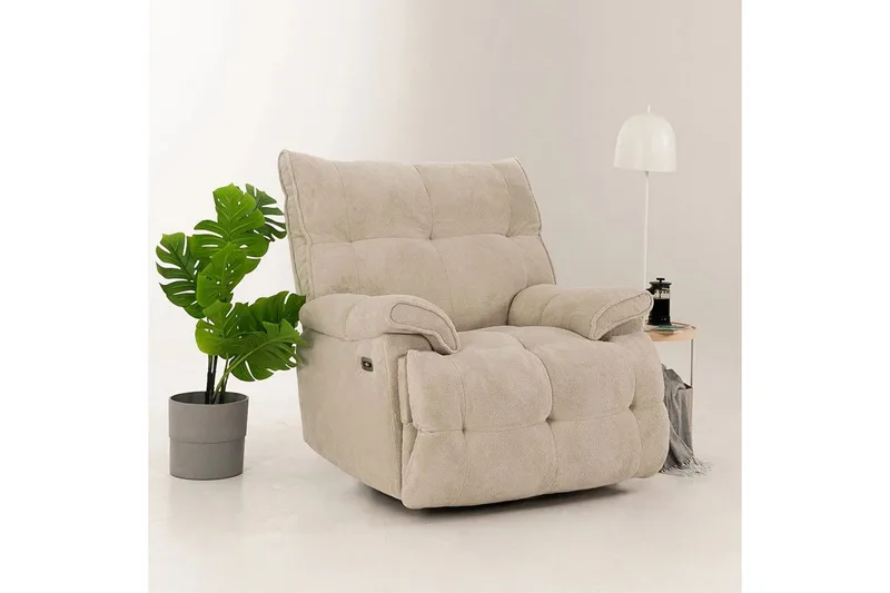Osmara Reclinerfåtölj Elektrisk - Krämvit - Möbler - Fåtölj & stolar - Fåtölj - Biofåtölj & reclinerfåtölj