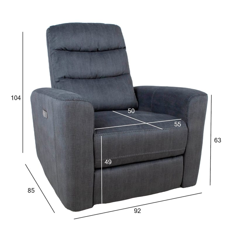 Reclinerfåtölj Darvi med elektrisk mekanism - grå sammet - Möbler - Fåtölj & stolar - Fåtölj - Biofåtölj & reclinerfåtölj