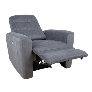 Reclinerfåtölj Darvi med elektrisk mekanism - grå sammet - Möbler - Fåtölj & stolar - Fåtölj - Biofåtölj & reclinerfåtölj
