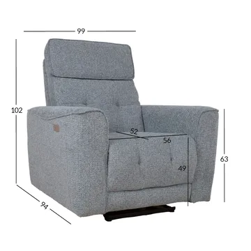 Reclinerfåtölj Glendor med elektrisk mekanismgrå - Blågrå - Möbler - Fåtölj & stolar - Fåtölj - Biofåtölj & reclinerfåtölj