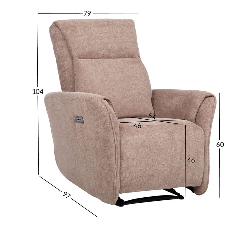 Reclinerfåtölj Lavor med elektrisk mekanism - ljusbrun - Möbler - Fåtölj & stolar - Fåtölj - Biofåtölj & reclinerfåtölj