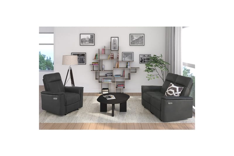 Reclinerfåtölj Loft24 Fåtölj Southbrook Grå, PU/trä/metall, Elektrisk vilstol Grå - Möbler - Fåtölj & stolar - Fåtölj - Biofåtölj & reclinerfåtölj