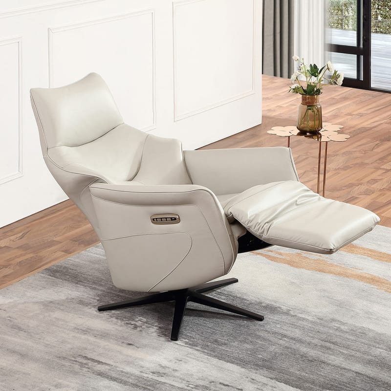 Reclinerfåtölj Rosdal med elektrisk mekanism - beige läder - Möbler - Fåtölj & stolar - Fåtölj - Biofåtölj & reclinerfåtölj