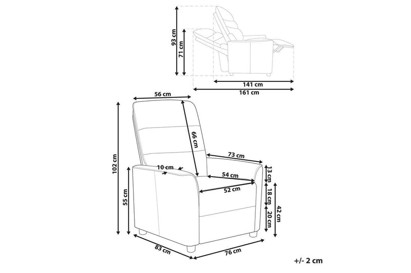 Reclinerfåtölj Sande Vit/Svart - Vit/Svart - Möbler - Fåtölj & stolar - Fåtölj - Biofåtölj & reclinerfåtölj