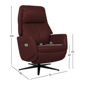Reclinerfåtölj Wikros med elektrisk mekanism - mörkröd - Möbler - Fåtölj & stolar - Fåtölj - Biofåtölj & reclinerfåtölj