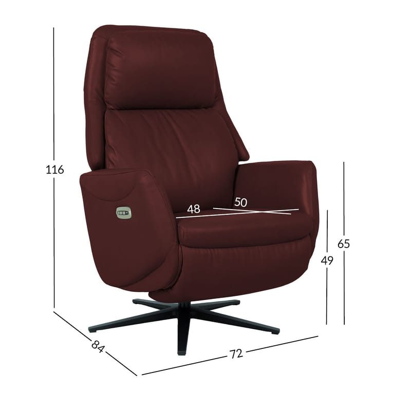 Reclinerfåtölj Wikros med elektrisk mekanism - mörkröd - Möbler - Fåtölj & stolar - Fåtölj - Biofåtölj & reclinerfåtölj