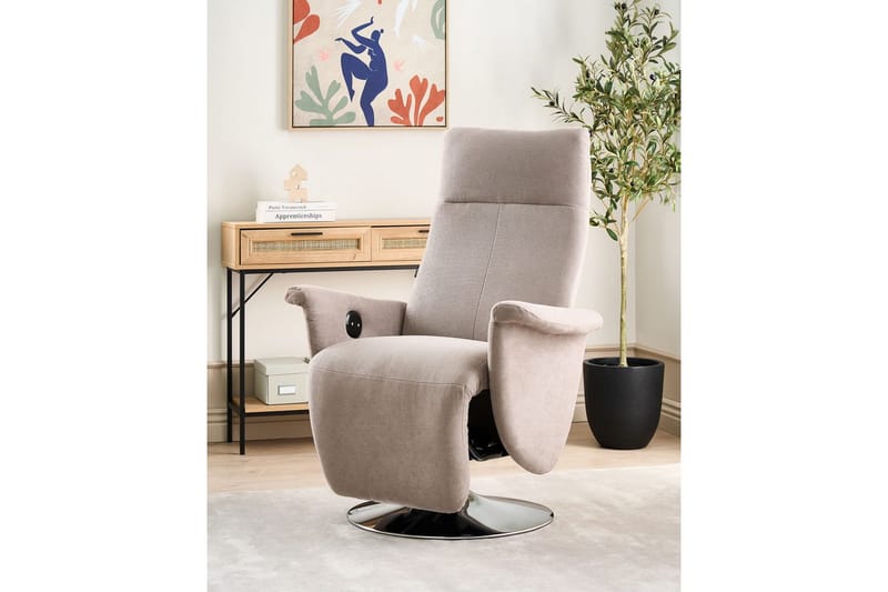 Reclinerfåtölj Prime Taupe/Silver - Taupe/Silver - Möbler - Fåtölj & stolar - Fåtölj - Liggfåtölj