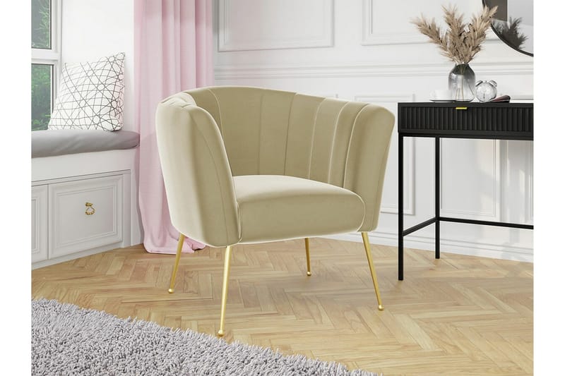 Rushmore Modern Rund Fåtölj i Tyg - Sandbeige - Möbler - Fåtölj & stolar - Fåtölj