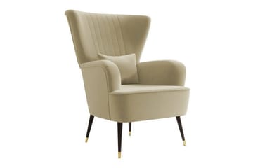 Rushmore Retro Fåtölj i Tyg med Träben - Beige - Möbler - Fåtölj & stolar - Fåtölj