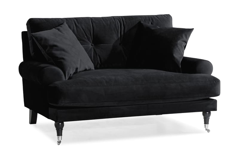 Andrew Loveseat Sammet, Svart/Krom