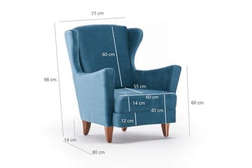 Edgara Fåtölj - Sammet/Turkos/Natur - Möbler - Fåtölj & stolar - Fåtölj - Sammetsfåtölj