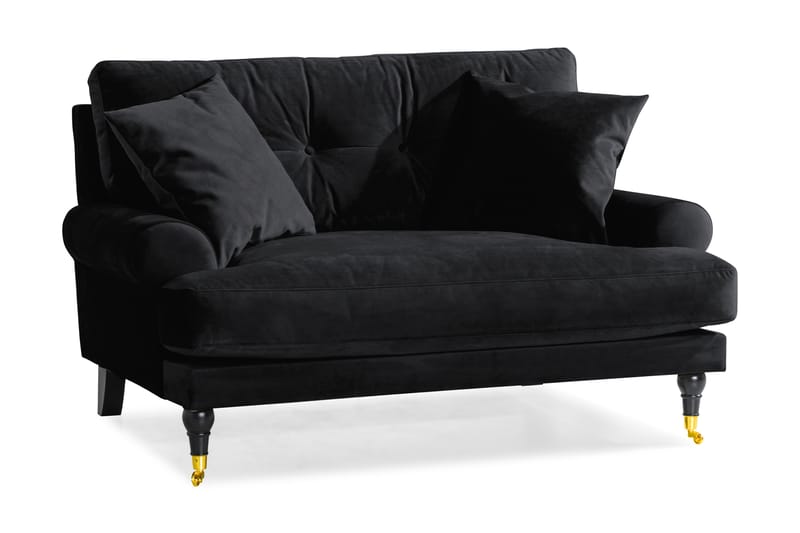 Loveseat Webber Sammet - Svart|Mässing - Möbler - Fåtölj & stolar - Fåtölj - Sammetsfåtölj