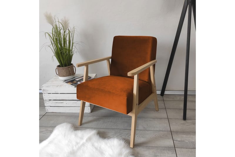 Retro Fåtölj - Sammet/Brun - Möbler - Fåtölj & stolar - Fåtölj