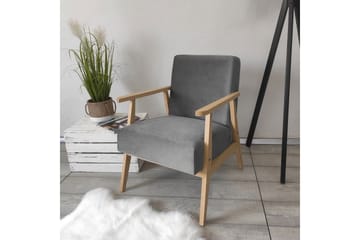 Retro Fåtölj - Sammet/Grå - Möbler - Fåtölj & stolar - Fåtölj - Sammetsfåtölj