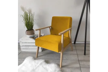 Retro Fåtölj - Sammet/Gul - Möbler - Fåtölj & stolar - Fåtölj - Sammetsfåtölj