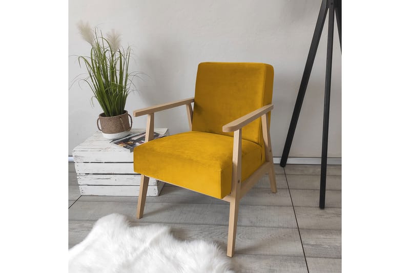 Retro Fåtölj - Sammet/Gul - Möbler - Fåtölj & stolar - Fåtölj