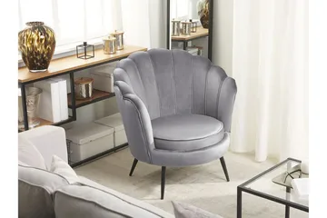 Sarannell Sammetsfåtölj - Grå - Möbler - Fåtölj & stolar - Fåtölj - Sammetsfåtölj