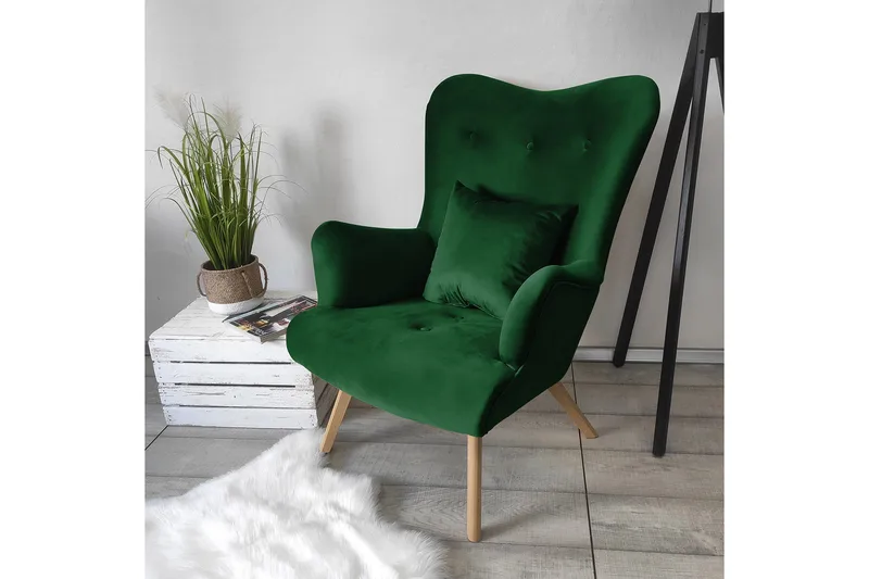 Skandynawski Fåtölj - Sammet/Grön - Möbler - Fåtölj & stolar - Fåtölj - Sammetsfåtölj