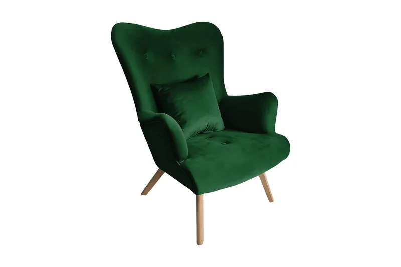 Skandynawski Fåtölj - Sammet/Grön - Möbler - Fåtölj & stolar - Fåtölj - Sammetsfåtölj