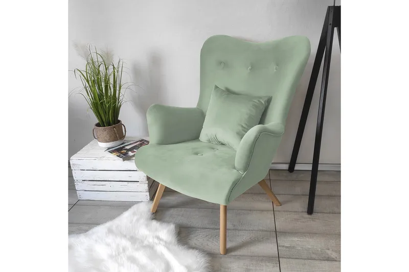 Skandynawski Fåtölj - Sammet/Grön - Möbler - Fåtölj & stolar - Fåtölj