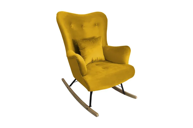 Skandynawski Fåtölj, Sammet/Gul