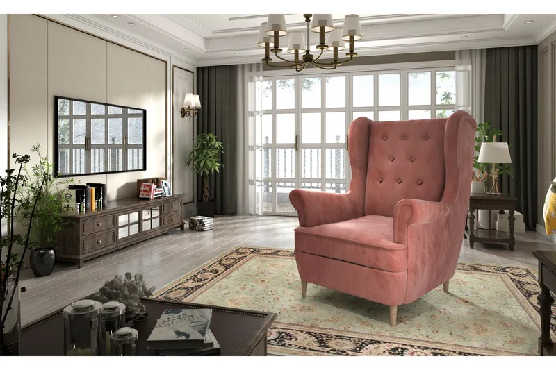 Tiny Fåtölj - Rosa - Möbler - Fåtölj & stolar - Fåtölj - Sammetsfåtölj