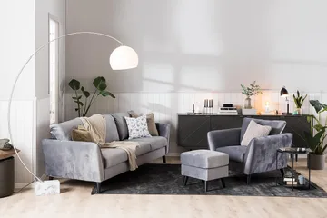 Trend Fåtölj - Ljusgrå Sammet - Möbler - Fåtölj & stolar - Fåtölj - Sammetsfåtölj