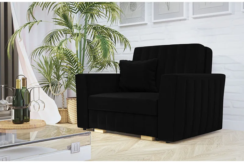 Upperud Bäddfåtölj - Svart - Möbler - Fåtölj & stolar - Fåtölj - Sammetsfåtölj