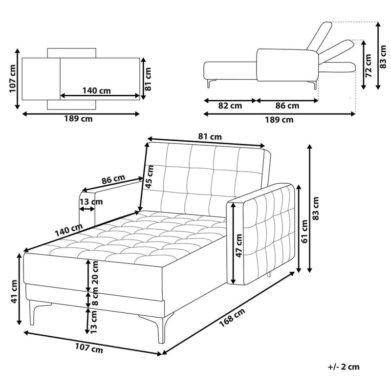 schäslong Aberdeen - Blå, Svart - Möbler - Soffa - Modulsoffa - Övriga moduler till modulsoffa
