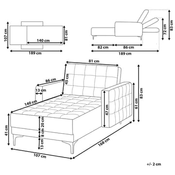 schäslong Aberdeen - Grå, svart - Möbler - Soffa - Modulsoffa - Övriga moduler till modulsoffa