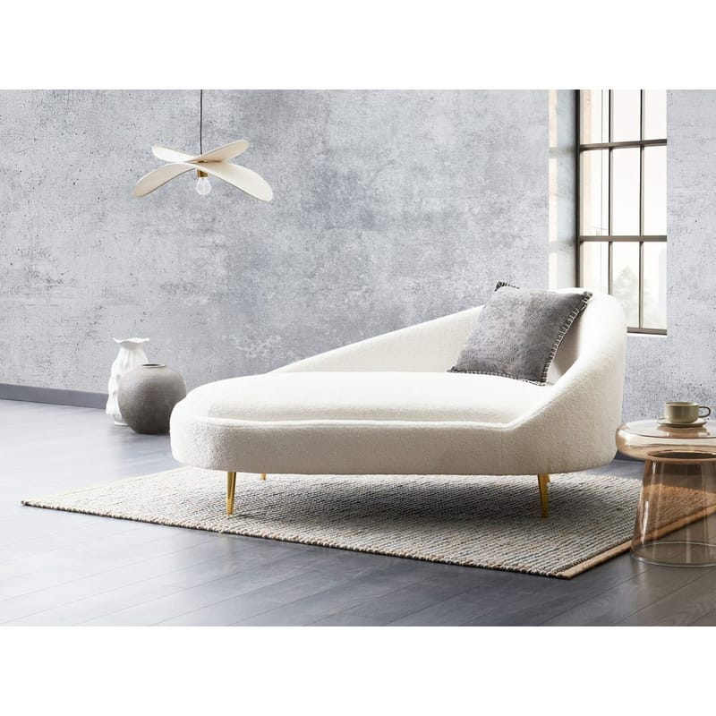 Schäslong Valreas - Vitt, guld/Högervänd - Möbler - Fåtölj & stolar - Fåtölj - Liggfåtölj