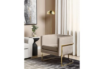 Fåtölj Sirkka - Taupe, guld - Möbler - Fåtölj & stolar - Fåtölj