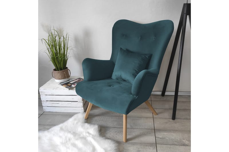 Skandynawski Fåtölj - Sammet/Blå - Möbler - Fåtölj & stolar - Fåtölj - Sammetsfåtölj