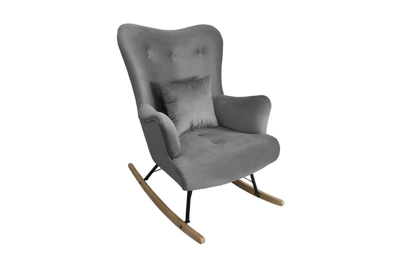 Skandynawski Fåtölj, Sammet/Grå