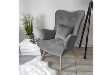 Skandynawski Fåtölj - Sammet/Grå - Möbler - Fåtölj & stolar - Fåtölj - Sammetsfåtölj