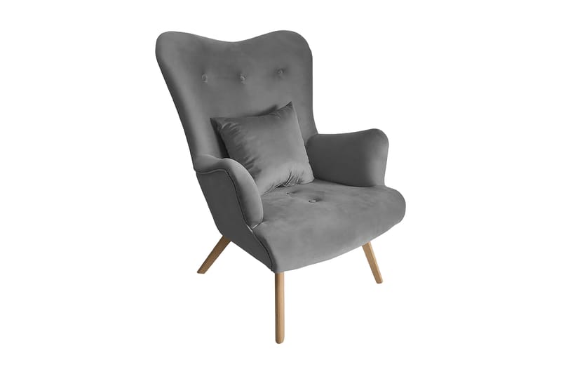 Skandynawski Fåtölj, Sammet/Grå