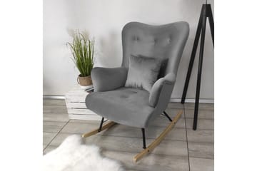 Skandynawski Fåtölj - Sammet/Grå - Möbler - Fåtölj & stolar - Fåtölj - Sammetsfåtölj
