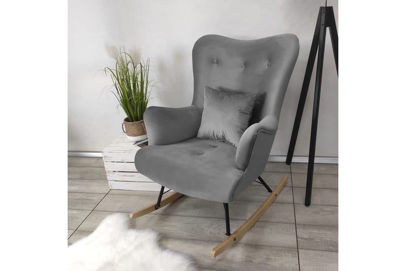 Skandynawski Fåtölj - Sammet/Grå - Möbler - Fåtölj & stolar - Fåtölj - Sammetsfåtölj