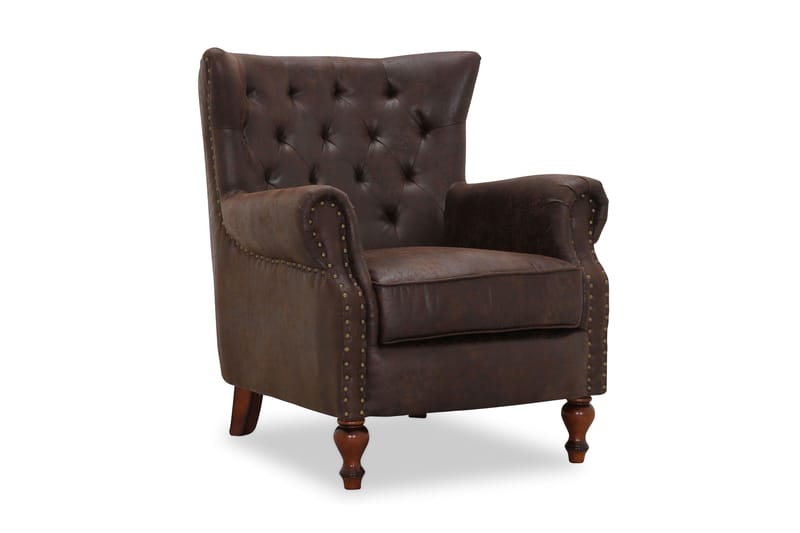 Fåtölj Lambeth Tyg brun vintage - Brun - Möbler - Fåtölj & stolar - Fåtölj - Skinnfåtölj & läderfåtölj