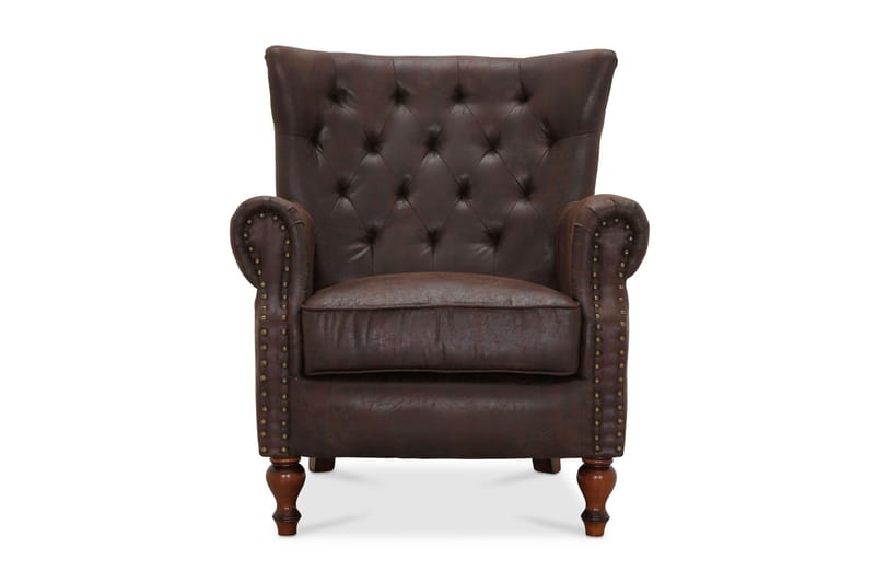 Fåtölj Lambeth Tyg brun vintage - Brun - Möbler - Fåtölj & stolar - Fåtölj - Skinnfåtölj & läderfåtölj
