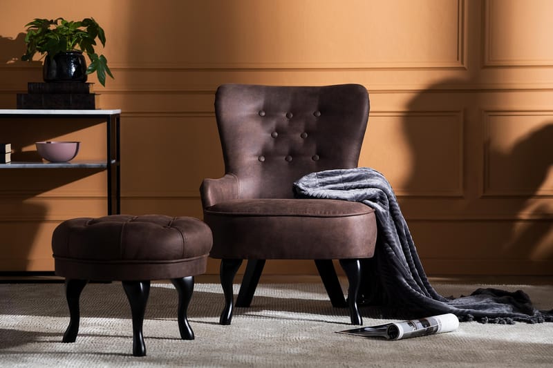Fåtölj Thunia - Vintage Brun - Möbler - Fåtölj & stolar - Fåtölj - Skinnfåtölj & läderfåtölj