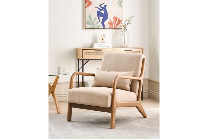 Fåtölj Skovde - Beige, ljust trä - Möbler - Fåtölj & stolar - Fåtölj