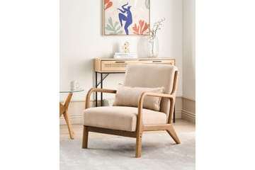 Fåtölj Skovde - Beige, ljust trä - Möbler - Fåtölj & stolar - Fåtölj