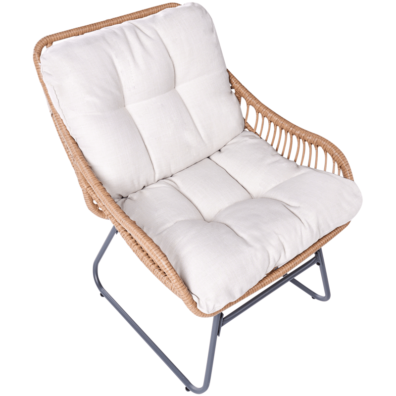 Stol utomhus Mestre med Fotpall Konstrotting - Naturlig/svart/beige - Utemöbler & utemiljö - Loungemöbler - Loungestol utomhus